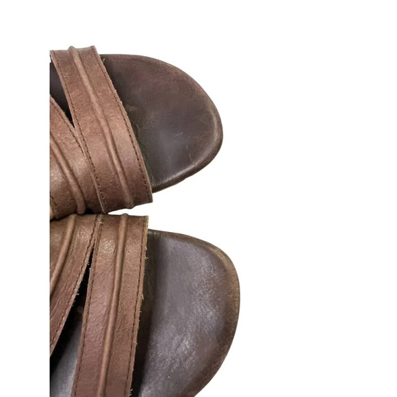 ELF Handmade Leather Sandals 9 Brown 3 Strap Boho Strappy Bali Granola Girl - Picture 8 of 11